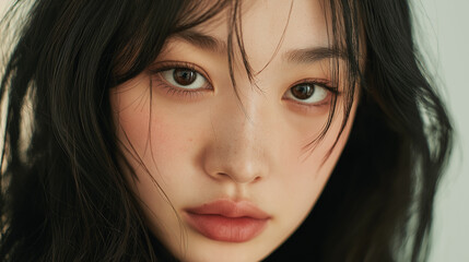 natural beauty female portrait, close up woman face, soft light portrait photography
