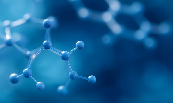 biohacking molecule visual presentation for Methylene Blue brigt blue color, neon modern biohacking style