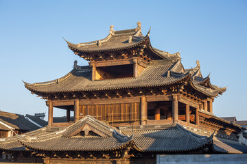 Fototapeta premium Chinese traditional pavilion in Yanguan Ancient City, Jiaxing, China