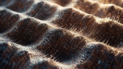 Closeup of textured surface with intricate patterns and shadows natural lighting highlights the details