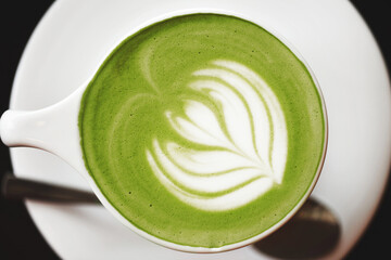 Cup of green tea matcha latte