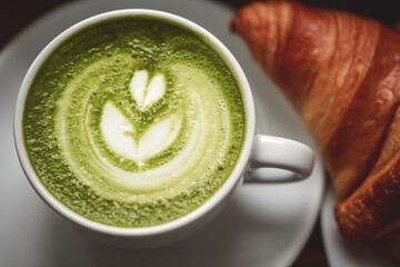 Cup of green tea matcha latte