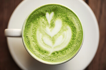 Cup of green tea matcha latte