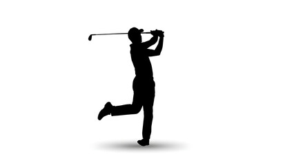 Silhouette of a golfer in action