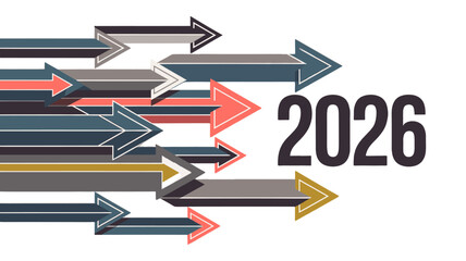 Arrows point toward 2026, visualizing future goals.