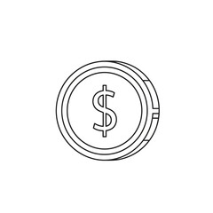 Obraz premium Minimalist Line Art Dollar Coin Icon for Financial and Business Themes
