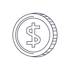 Fototapeta premium Minimalist Line Art Illustration of a Coin with Dollar Sign for Financial and Investment Topics
