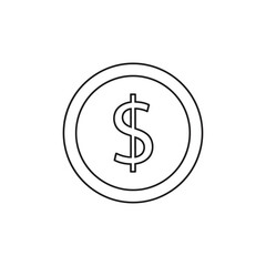 Minimalist Line Art Illustration of a Dollar Coin Icon for Financial and Business Content