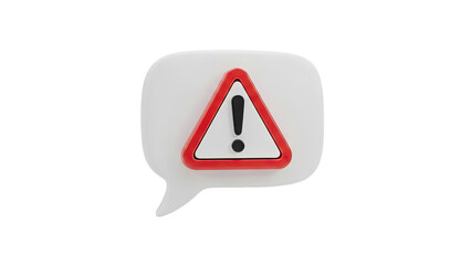 3D Speech Bubble with Warning Sign Icon