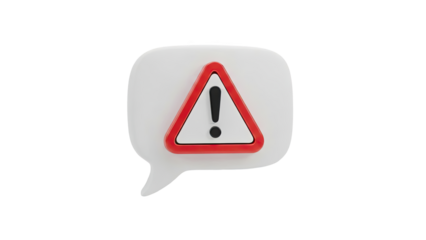 3D Speech Bubble with Warning Sign Icon