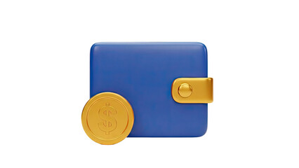 Blue Wallet with Golden Coin Icon