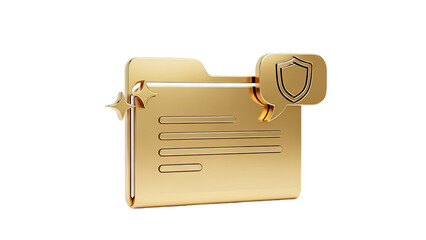 Golden Folder with Shield Icon and Stars