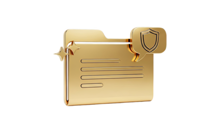 Golden Folder with Shield Icon and Stars