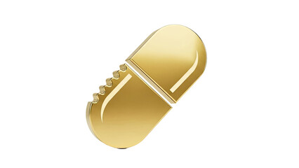 Golden Pill Icon on White Background