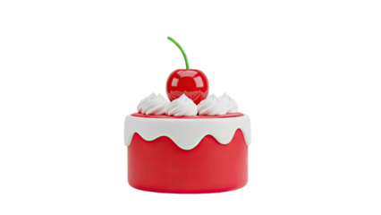 Red Cake with Whipped Cream and Cherry Topping