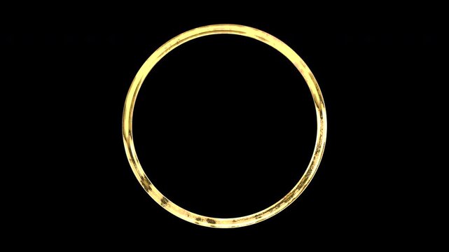 Gold circle, light reflecting and patterns shifting, alpha channel