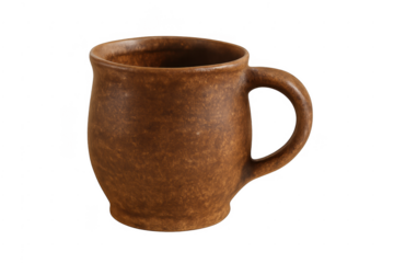 Handcrafted rustic clay mug with handle