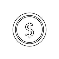 Fototapeta premium Simple Outline of a Coin with Dollar Sign for Financial and Business Concepts