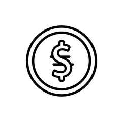 Obraz premium Simple Line Art Icon of a Money Coin for Financial and Banking Themes