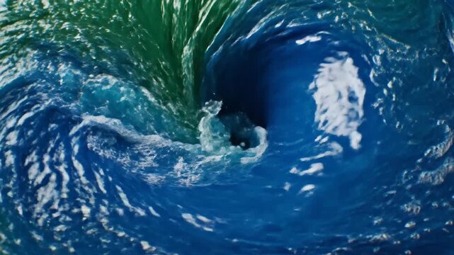 Abstract Blue and Green Water Vortex Swirling with Turbulent Dynamics