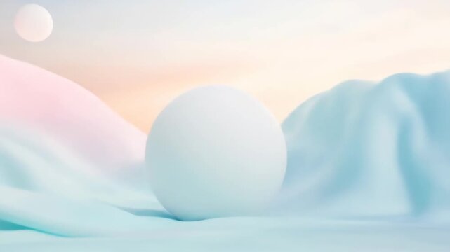 Abstract landscape with soft colors and spherical shapes composition
