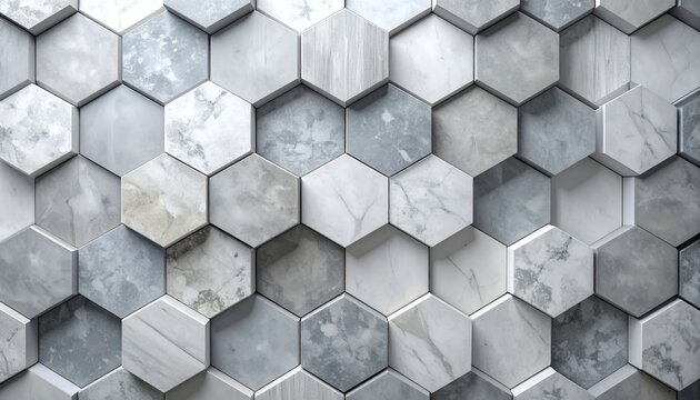 Abstract Hexagonal Marble Tile Pattern Background.