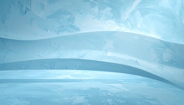 Abstract Ice Cave Wall with Wavy Blue and White Patterns.