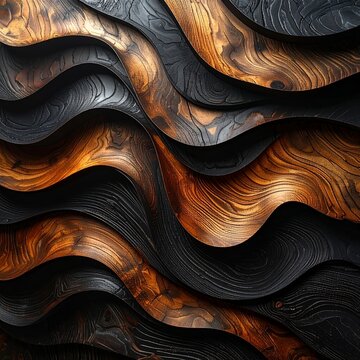 Abstract Wavy Wood and Dark Metal Texture Background.