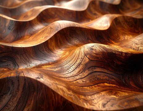 Abstract Wavy Wood Texture with Warm Tones and Dynamic Flow.
