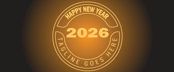 2026 Happy New Year greeting card vector illustration. 2026 gold numbers with golden falling confetti decoration and glow light effect, festive sparkle of tinsel texture in holiday design background.