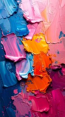 Vibrant abstract oil paint texture with bold brushstrokes and a rich palette of colors, creating a dynamic and artistic background.