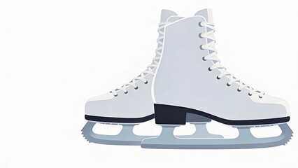 Pair of ice skates on a white background ready for use on a rink during winter sports activities in a cold climate
