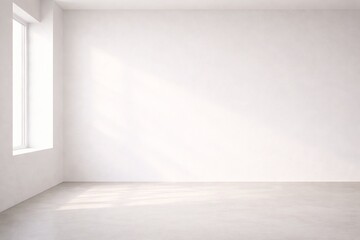 Minimal White Interior Corner with Soft Window Light and Copy Space