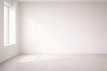 Minimal White Interior Wall with Soft Window Light and Copy Space