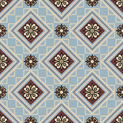 Seamless floral pattern collection featuring abstract botanical flowers and organic flowing shapes. Decorative repeating design with a modern vintage color palette, suitable for textile, fabric