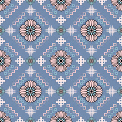 Seamless floral pattern collection featuring abstract botanical flowers and organic flowing shapes. Decorative repeating design with a modern vintage color palette, suitable for textile, fabric