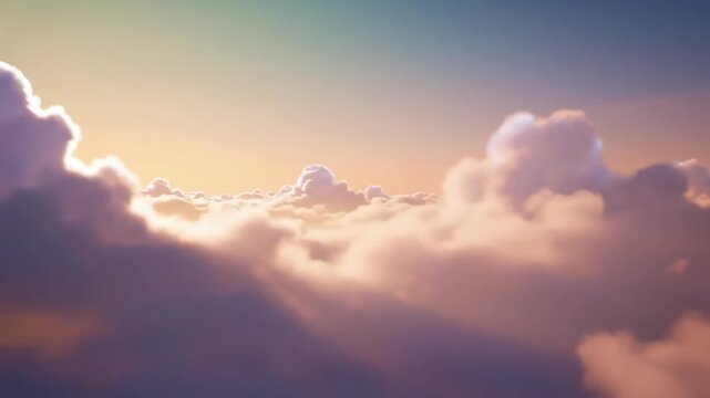 Heavenly Cloudscape With Warm Pastel Sunlight