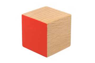 Wooden block cube toy with red side