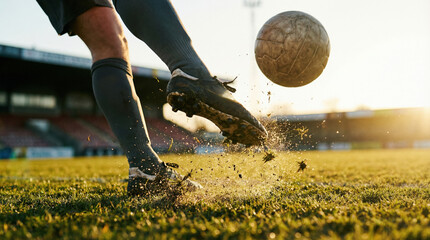 Football action on a field during 2026 games with players kicking the ball near the goal in bright sunlight