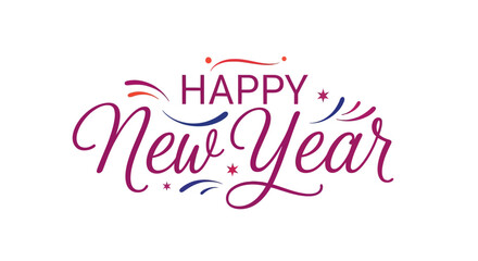 Obraz premium Happy New Year elegant calligraphy with starbursts and festive accents