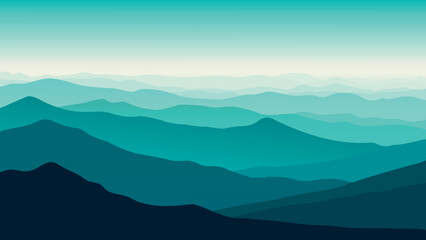Serene mountain ranges at dawn