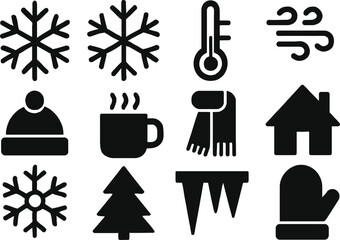 Naklejka premium Festive Winter Decorative Elements Background Vector Illustration