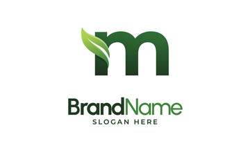 Modern Letter M leaf logo. Alphabetic leaves logo template. Organic shape logo for herbal company. Initial M leaf symbols. Eco company icon template. Green Nature logo. Initial sign for clinic company