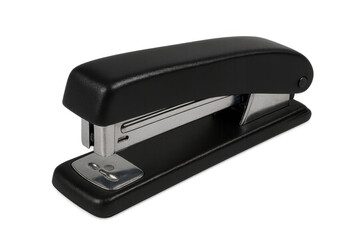 Black office stapler for organizing documents with transparent background