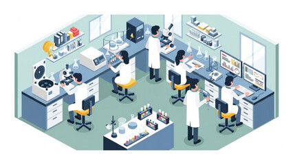 Scientists working in laboratory with various equipment and technology