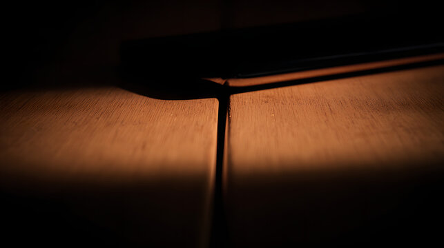 gamestop. A thin golden light from a crack in dark wood, suggesting hidden space. travel magazines, destination branding, designed for travel destination branding, used by product managers.