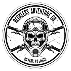 Vintage Skull Motocross Badge with Crossed Handlebars