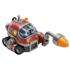 This adorable little red tank robot explores the darkness