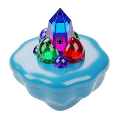 A Magical Floating Island Adorned with Shiny Gems