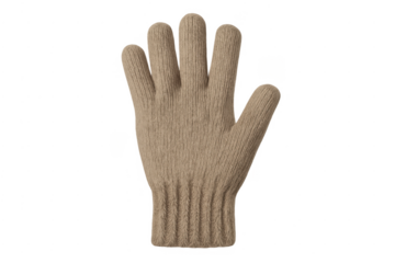 Beige knit wool glove providing warmth and protection